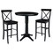 International Concepts Round 36 in Rd Pedestal Bar Height Table, 2 X-Back Bar Height Stools, Black, 36 in W, 36 in L, Wood K46-36RT-27B-S6133-2 - alternate 1